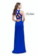 Picture of: High Neck Satin Gown with Leg Slit and Strappy Back in Sapphire Blue, Style: 25962, Detail Picture 5