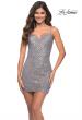 Picture of: Irredescent Short Sequin Dress with V Neckline in Silver, Main Picture