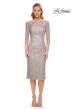 Picture of: Fitted Lace Short Dress with Illusion Sleeves in Silver, Style: 30036, Main Picture