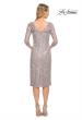 Picture of: Fitted Lace Short Dress with Illusion Sleeves in Silver, Style: 30036, Back Picture