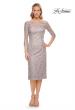 Picture of: Fitted Lace Short Dress with Illusion Sleeves in Silver, Style: 30036, Detail Picture 1