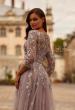 Picture of: Two Tone Lace Applique Tulle A-line Gown with Illusion Sleeves in Silver Mauve, Style: 31717, Detail Picture 2