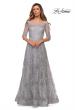 Picture of: A-line Lace Sequin Gown with Sheer Scoop Neckline in Silver, Style: 27942, Main Picture