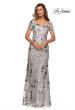 Picture of: Floral Short Sleeve Formal Dress with Scoop Neck in Silver, Style: 27991, Main Picture