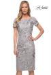 Picture of: Short Sleeve Below the Knee Dress with High Neckline in Silver, Main Picture
