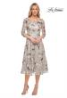 Picture of: Tea Length Lace and Sequin Embellished Dress in Silver, Style: 29988, Main Picture