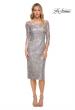 Picture of: Fitted Metallic Lace Below-the-Knee Dress in Silver, Style: 30097, Main Picture