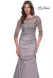 Picture of: Satin and Lace Off the Shoulder Mermaid Gown in Silver, Style: 30162, Detail Picture 9