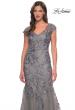 Picture of: Lace and Tulle Mermaid Gown with Cap Sleeves in Silver, Style: 30269, Detail Picture 9