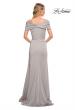 Picture of: Simply Chic Off the Shoulder Jersey Gown in Silver, Detail Picture 10