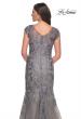 Picture of: Lace and Tulle Mermaid Gown with Cap Sleeves in Silver, Style: 30269, Detail Picture 10