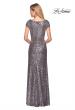 Picture of: Fully Sequined Long Dress with Short Sleeves in Silver, Style: 27079, Back Picture