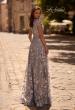Picture of: Long Lace Evening Dress with Cap Sleeves, Style: 27870, Back Picture