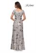 Picture of: Floral Short Sleeve Formal Dress with Scoop Neck in Silver, Style: 27991, Back Picture