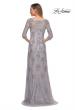 Picture of: Column Lace Mother of the Bride Dress with V Neckline in Silver, Back Picture