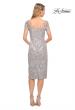 Picture of: Fitted Unique Lace Short Evening Dress in Silver, Style: 30108, Back Picture