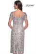 Picture of: Lace and Sequin Short Dress with Illusion Neckline in Silver, Style: 30854, Back Picture
