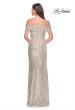 Picture of: Off the Shoulder Sequin Gown with Ruching in Silver, Style: 31772, Back Picture