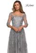 Picture of: A-line Evening Gown with Floral Embellishments in Silver, Style: 27944, Detail Picture 1
