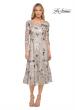 Picture of: Tea Length Lace and Sequin Embellished Dress in Silver, Style: 29988, Detail Picture 1