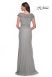 Picture of: Elegant Net Jersey Long Gown with Ruching in Silver, Style: 29996, Detail Picture 2