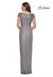 Picture of: Sequin Long Evening Dress with Ruching and V Neck in Silver, Style: 30326, Detail Picture 2
