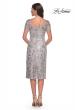 Picture of: Lace and Sequin Short Dress with Illusion Neckline in Silver, Style: 30854, Detail Picture 2