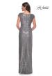 Picture of: Sequin Evening Dress with Ruching and V Neckline in Silver, Style: 30865, Detail Picture 2