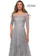 Picture of: A-line Lace Sequin Gown with Sheer Scoop Neckline in Silver, Style: 27942, Detail Picture 3