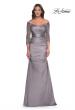Picture of: Mermaid Satin Dress with Gathering and Off the Shoulder Top in Silver, Style: 30853, Detail Picture 3