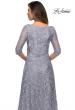 Picture of: Embroidered Lace Gown with V Neckline and Flare Skirt in Silver, Style: 27949, Detail Picture 4