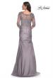 Picture of: Satin and Lace Off the Shoulder Mermaid Gown in Dark Emerald, Style: 30162, Detail Picture 4