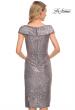 Picture of: Off the Shoulder Sequin Short Evening Dress with Ruching in Silver, Style: 30323, Detail Picture 4