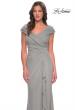 Picture of: Elegant Net Jersey Long Gown with Ruching in Silver, Style: 29996, Detail Picture 5