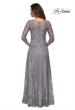 Picture of: Long Lace A-line Three Quarter Sleeve Gown in Silver, Style: 28053, Detail Picture 6