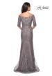 Picture of: Long Prom Gown with Scattered Lace Overlay in Silver Pink, Style: 24866, Back Picture