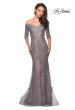Picture of: Long Prom Gown with Scattered Lace Overlay in Silver Pink, Style: 24866, Detail Picture 1