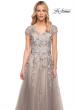 Picture of: Beaded Lace A-line Gown with Short Sleeves in Silver, Style: 30239, Detail Picture 1