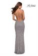 Picture of: Iridescent Fringe Prom Dress with Open Back in Silver, Style: 28517, Back Picture