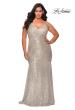Picture of: Long Sequin Curvy Prom Dress with V-Neckline in Silver, Style: 29006, Main Picture