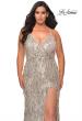 Picture of: Fringe Sequin Plus Size Prom Gown with Criss Cross Back in Silver, Style: 29013, Main Picture