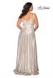Picture of: Metallic Grecian Long Plus Size Prom Dress in Silver, Style: 28989, Back Picture