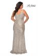 Picture of: Long Sequin Curvy Prom Dress with V-Neckline in Silver, Style: 29006, Back Picture