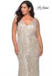 Picture of: Sequin Fringe Plus Size Prom Gown with V-Neck in Silver, Style: 28946, Detail Picture 1