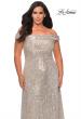 Picture of: Off the Shoulder Sequin Curvy Prom Dress in Silver, Style: 28988, Detail Picture 2