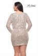Picture of: Short Sequin Plus Dress with Long Sleeves in Silver, Style: 29396, Detail Picture 2