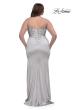 Picture of: Stretch Satin Plus Dress with Beautiful Rhinestone Designed Bodice in Silver , Style: 32430, Detail Picture 2