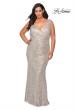 Picture of: Long Sequin Plus Size Prom Gown with V-Neck in Silver, Style: 28770, Detail Picture 3