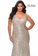 Picture of: Long Sequin Curvy Prom Dress with V-Neckline in Silver, Style: 29006, Detail Picture 3