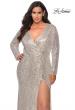Picture of: Long Sleeve Sequin Plus Size Prom Dress with Slit in Silver, Style: 28880, Detail Picture 4